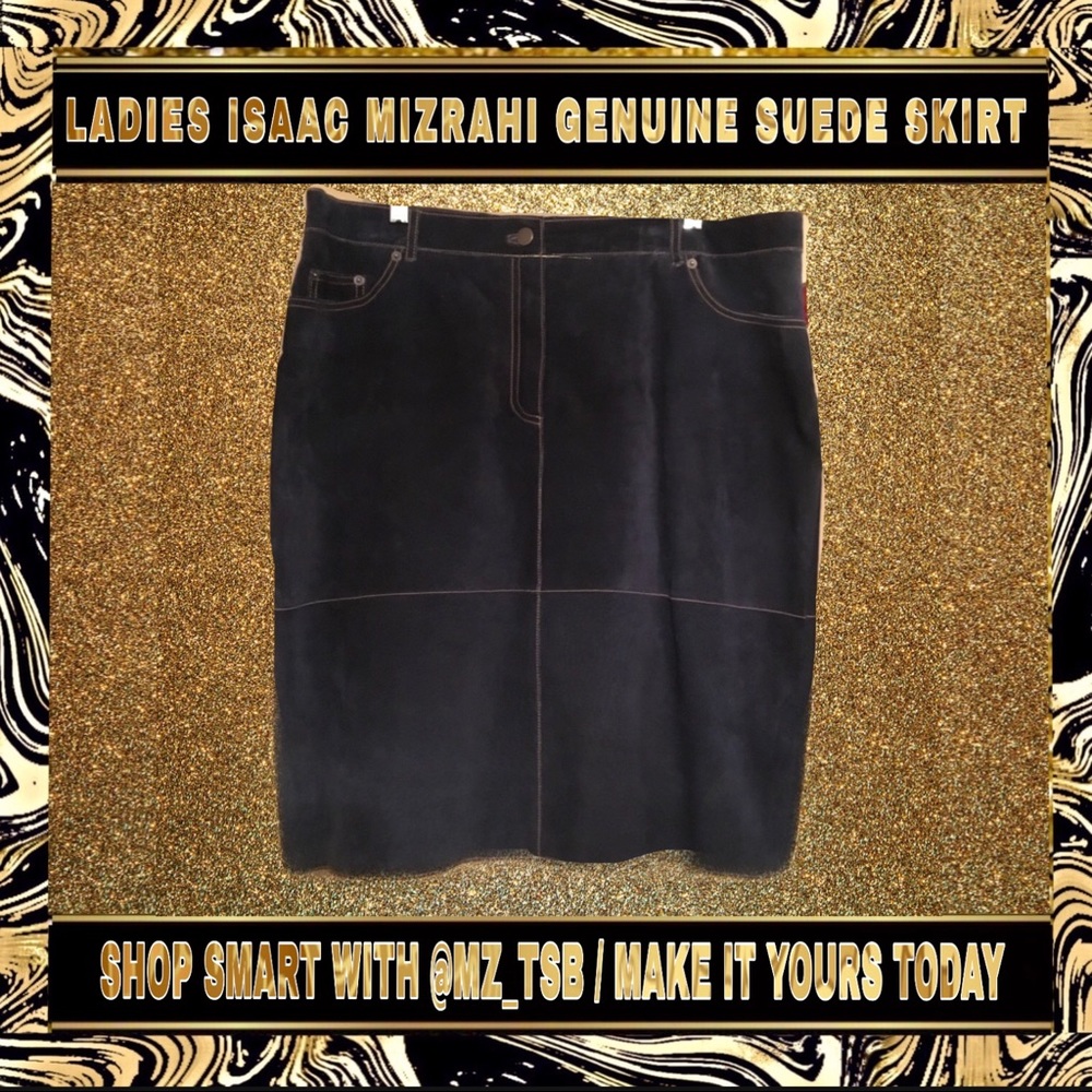 โซ๏ธ๐ต LADIES ISAAC MIZRAHI GENUINE SUEDE SKIRT ๐ตโซ๏ธ - Picture 2 of 9